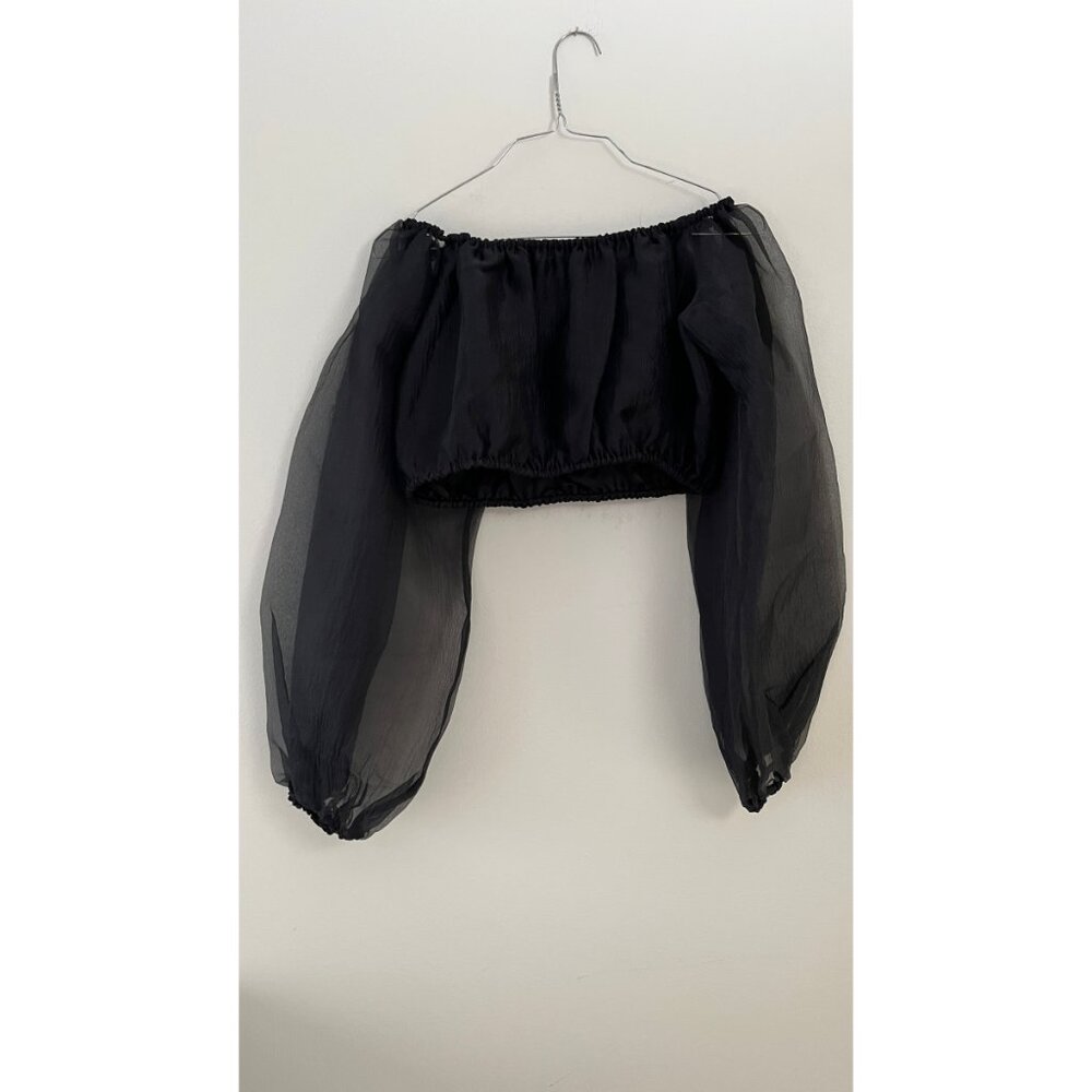 STAUD BLACK CROPPED BLOUSE S - Picture 4 of 6